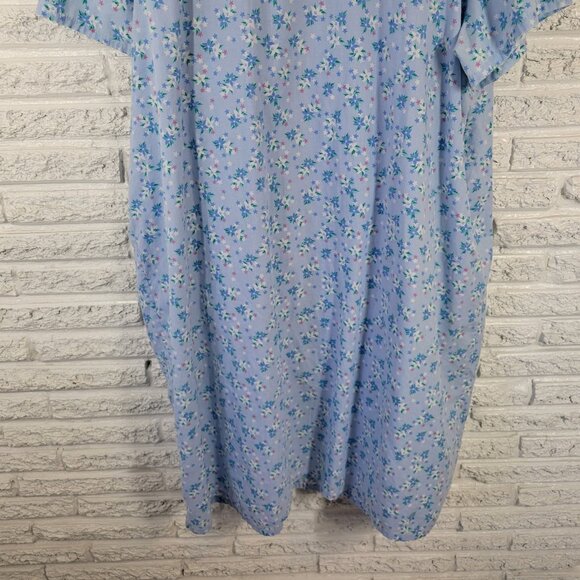 Pink by Kmart Robe 3X Plus Blue Floral Snap Front Embroidered FLO297E - Picture 9 of 13
